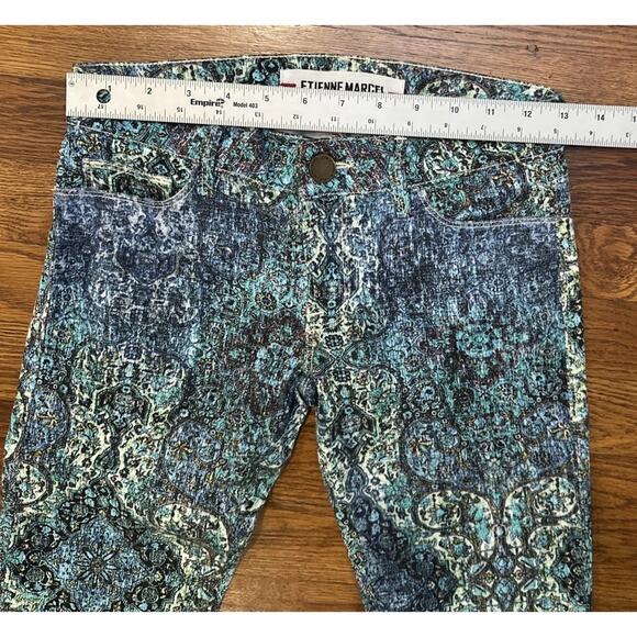 Etiene Marcel Jeans Womens 24 Blue Turquoise Paisley Design - Picture 7 of 13